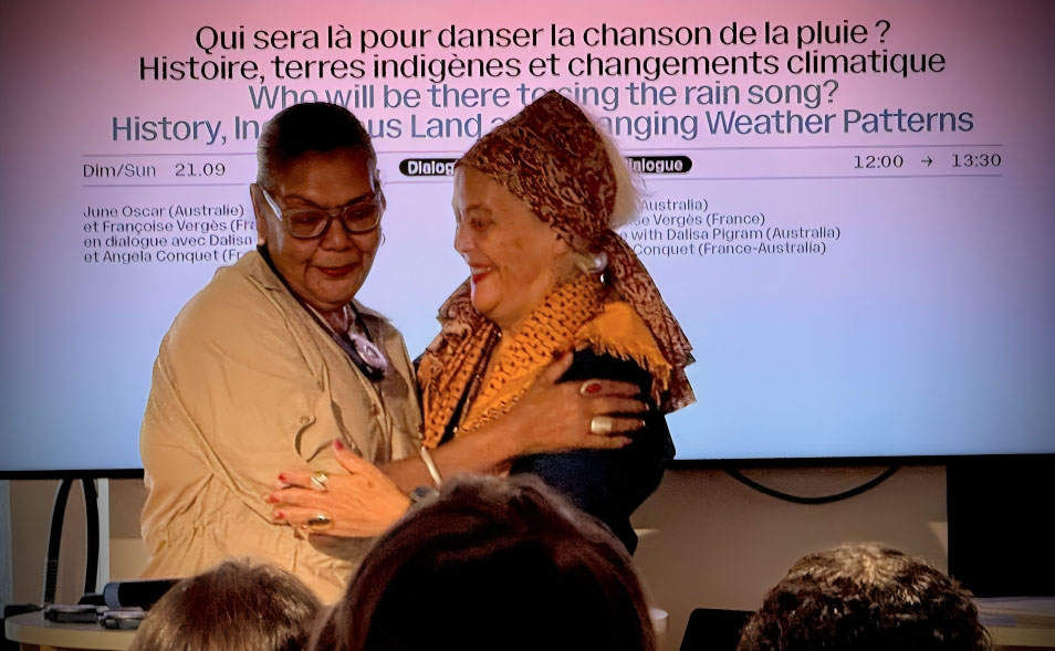 June Oscar and Françoise Vergès in the closing session of the Forum.