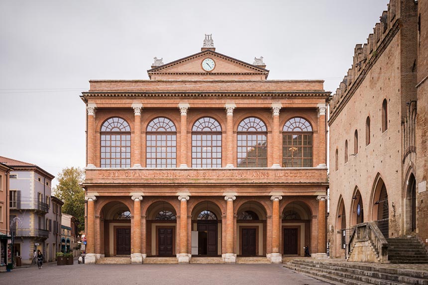 Façade of Teatro Galli, Rimini, Italy